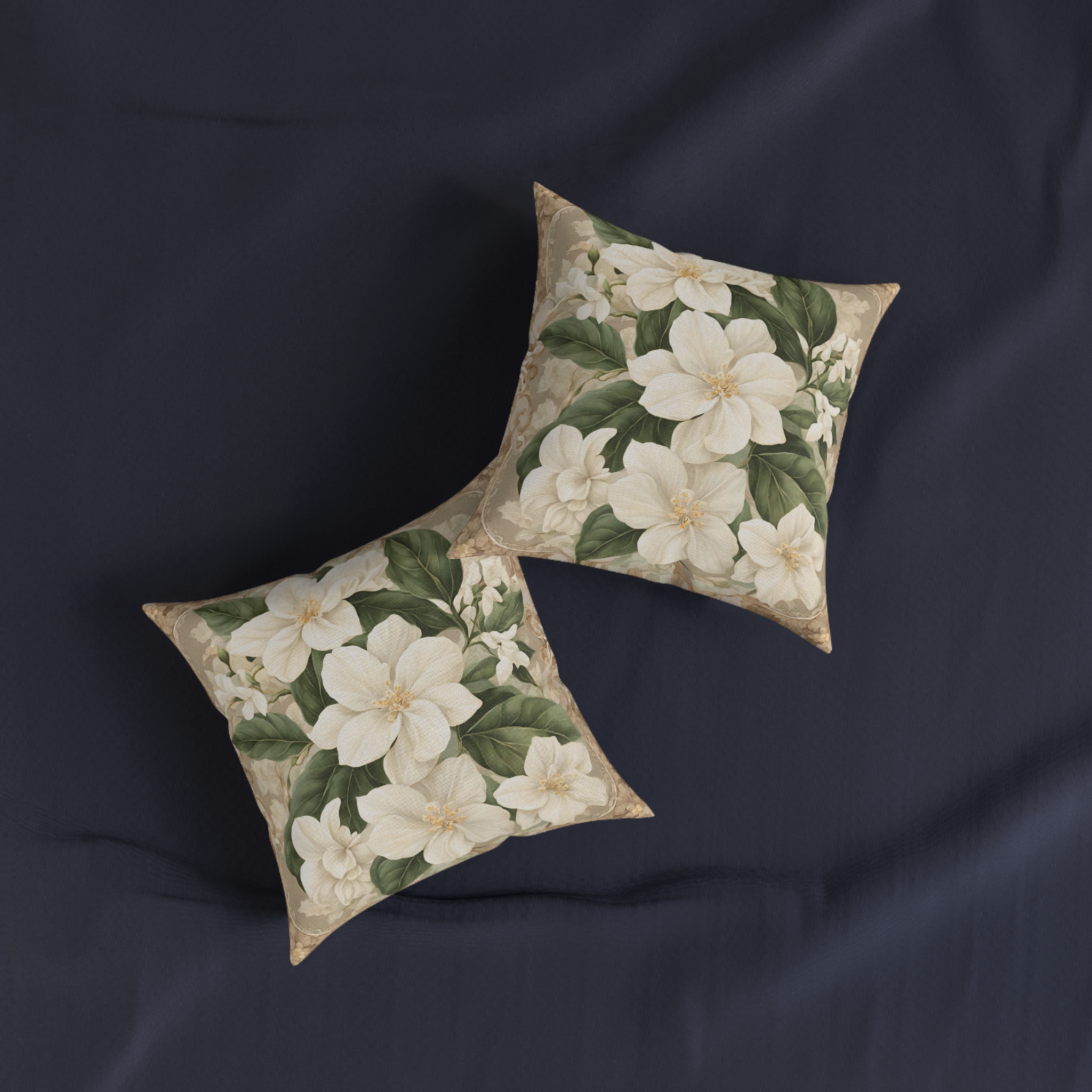 Sampaguita Serenity: Embrace Filipino Heritage with Art Nouveau Elegance Square Pillow Philippine Home Decor - Image 3