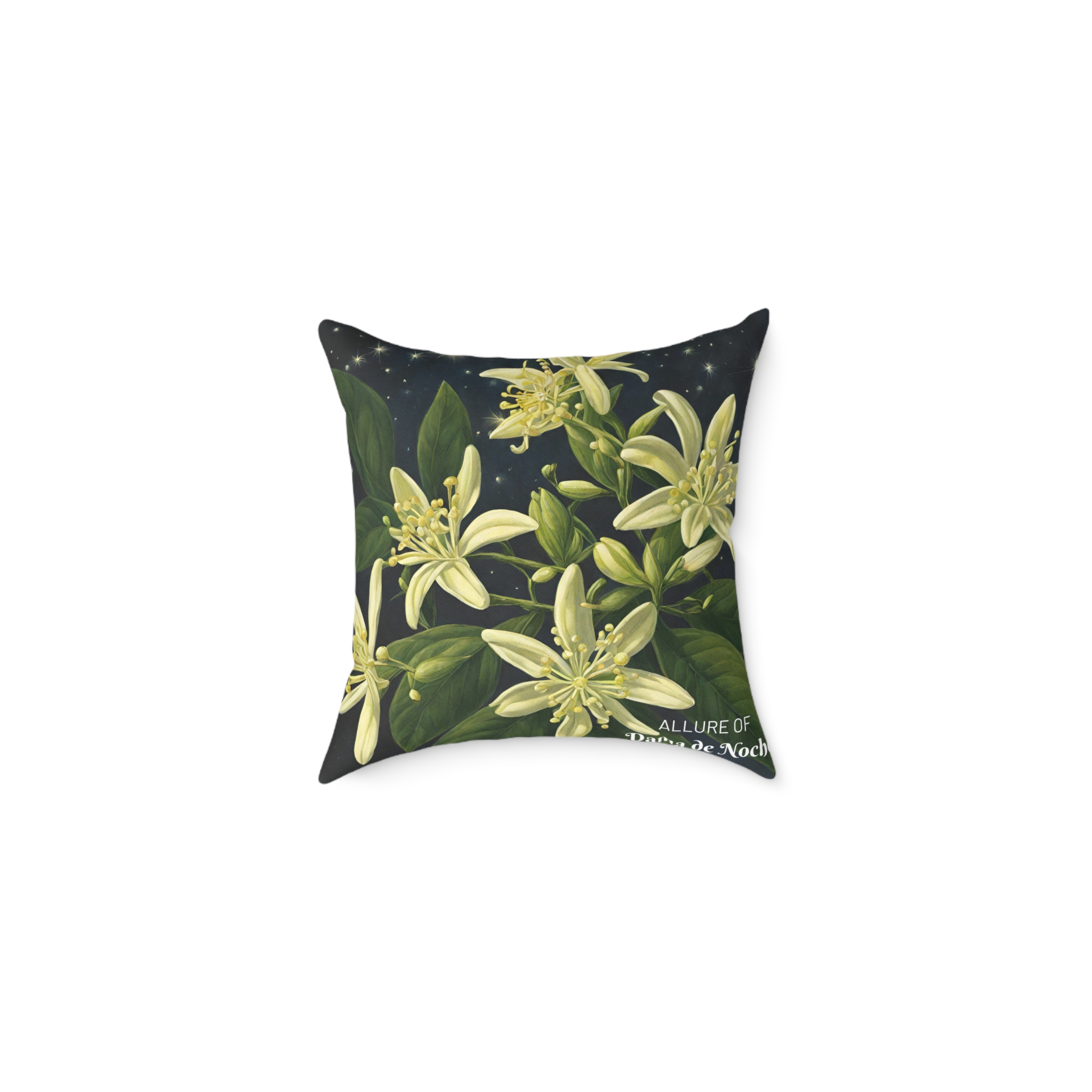Dama de Noche : Night's Fragrant Dance Spun Polyester Pillow - Image 3