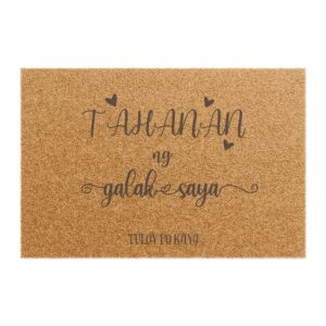 Filipino Welcome Doormat: "Tahanan ng Galak at Saya, Tuloy po Kayo" Coconut Fiber Coir Doormat Rug