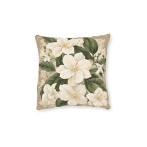 Sampaguita Serenity: Embrace Filipino Heritage with Art Nouveau Elegance Square Pillow Philippine Home Decor