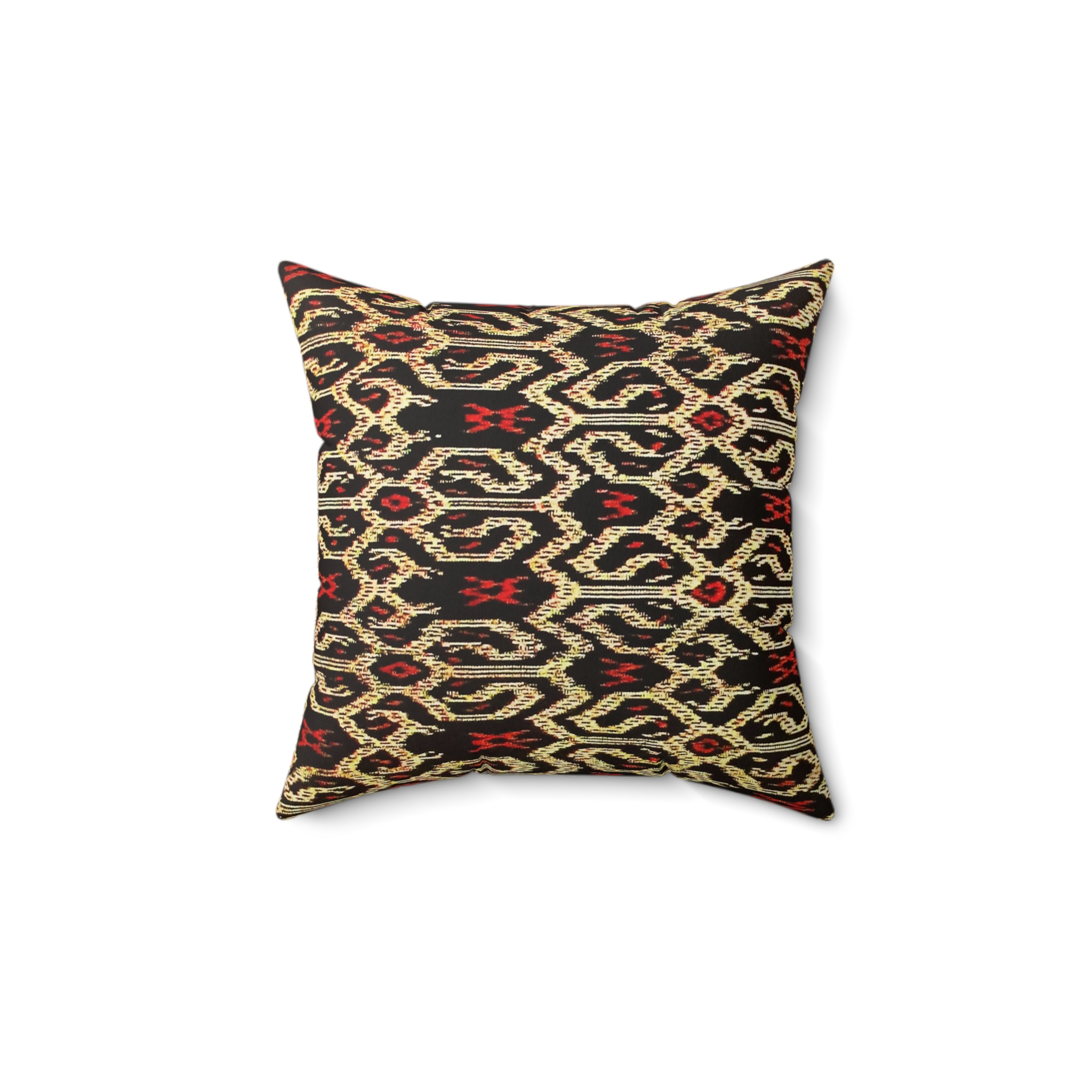 Faux Suede Square Pillow T'nalak Tnalak Tboli Mindanao Heritage Filipino Weaving Culture Textile South Cotabato
