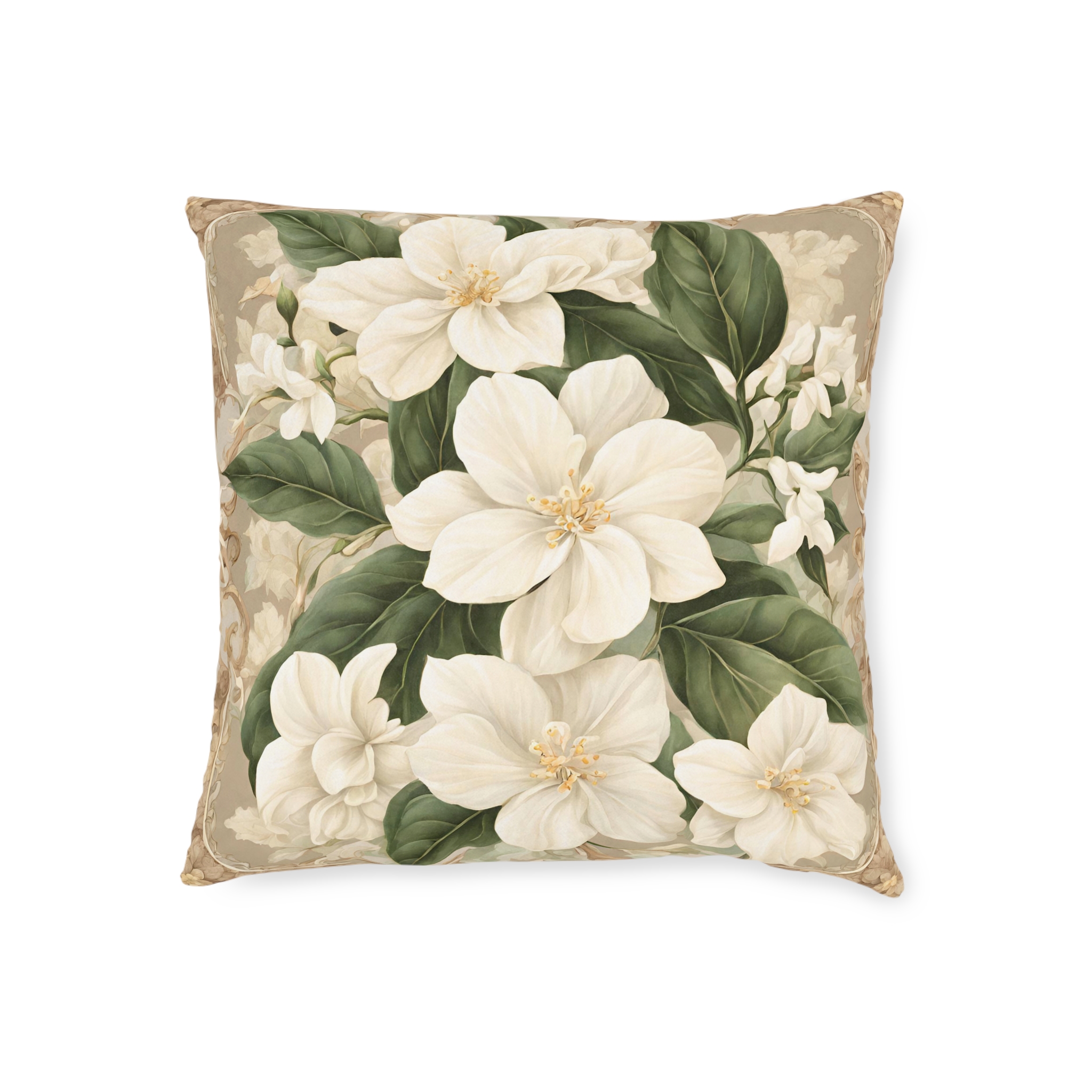 Sampaguita Serenity: Embrace Filipino Heritage with Art Nouveau Elegance Square Pillow Philippine Home Decor - Image 10