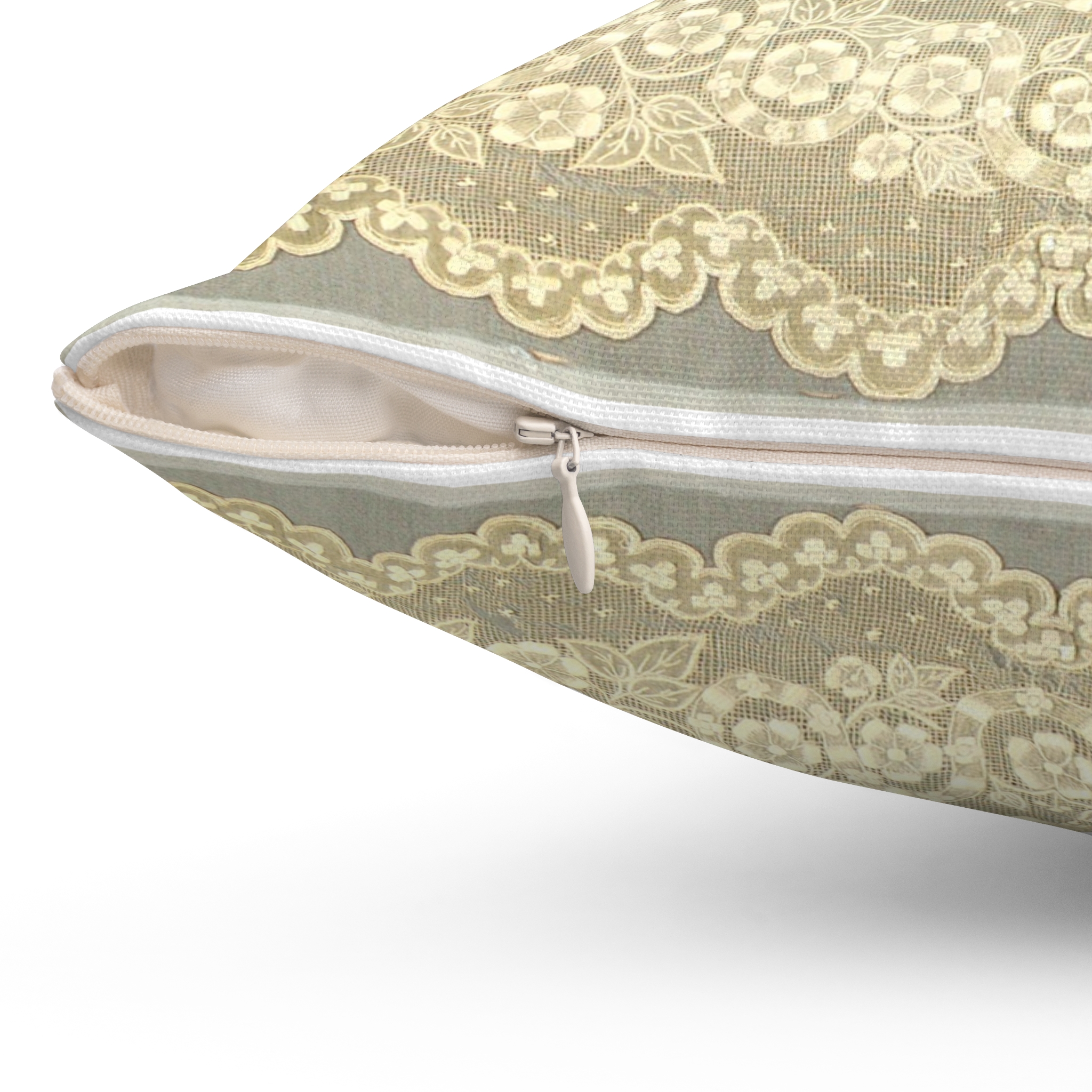 Heritage Haven: Filipino Embroidered Cushion - Inspired by 19th Century MET Museum Collection Spun Polyester Square Pillow - Image 3