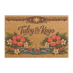 Tuloy Po Kayo” Filipino Welcome Doormat – Tropical Floral Heritage Design | Warm Pinoy Home Entry Mat