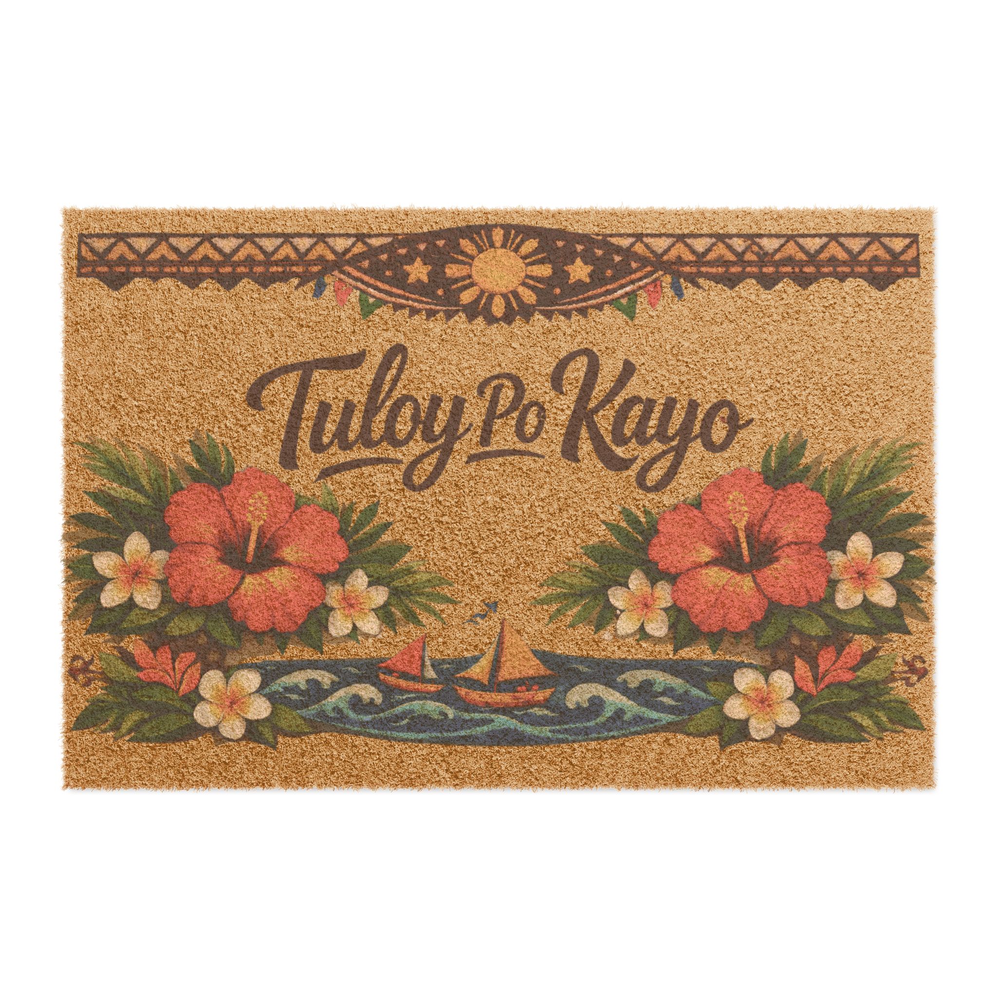 Tuloy Po Kayo” Filipino Welcome Doormat – Tropical Floral Heritage Design | Warm Pinoy Home Entry Mat