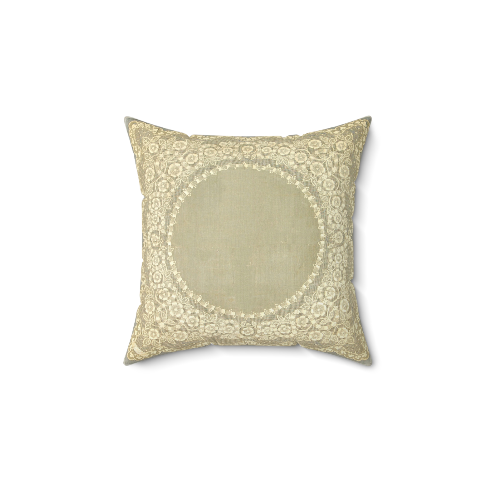 Heritage Haven: Filipino Embroidered Cushion - Inspired by 19th Century MET Museum Collection Spun Polyester Square Pillow - Image 2