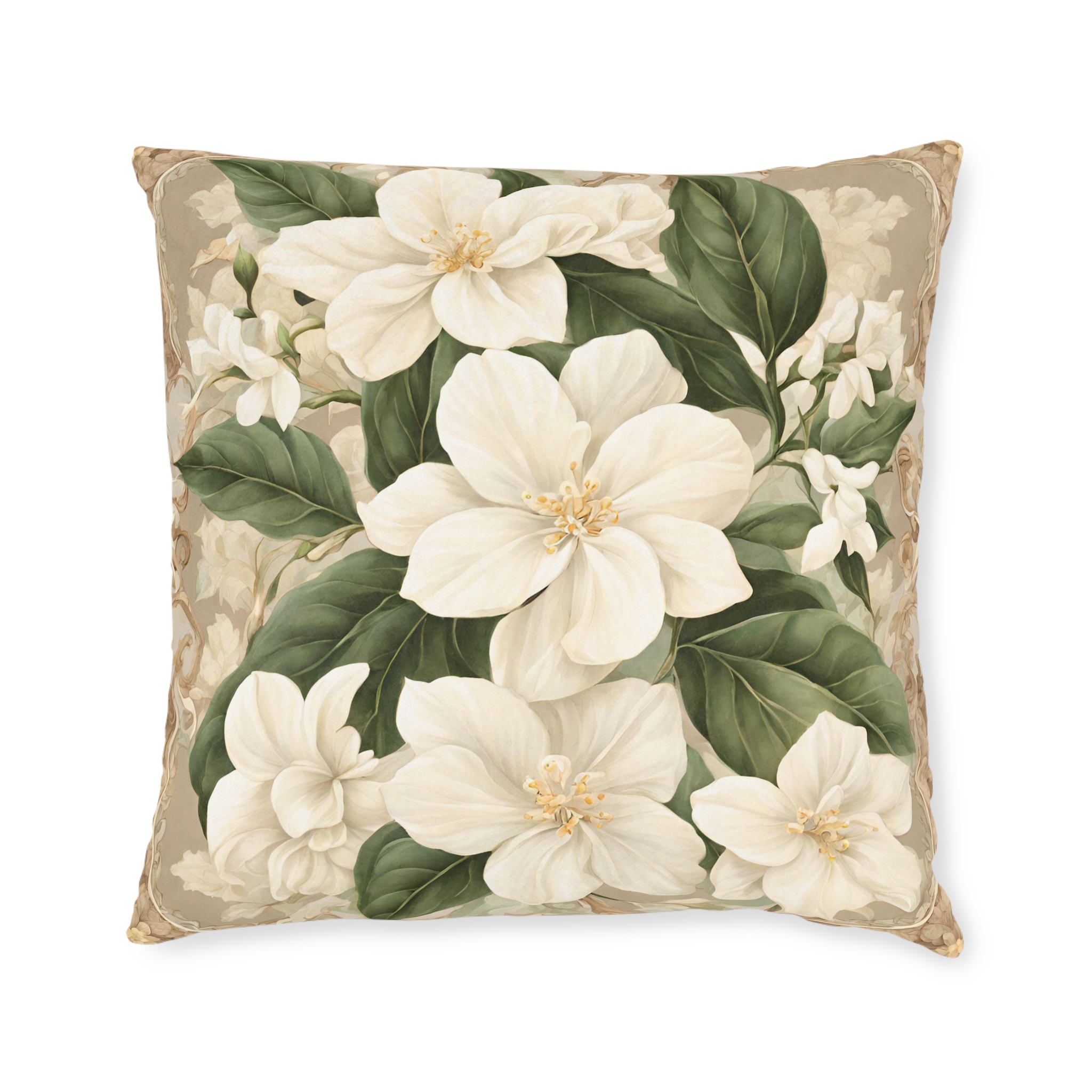 Sampaguita Serenity: Embrace Filipino Heritage with Art Nouveau Elegance Square Pillow Philippine Home Decor - Image 6