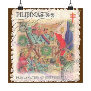 Vintage Filipino Proclamation of Independence Poster - Tribute to Heroism Matte Vertical Indoor Posters