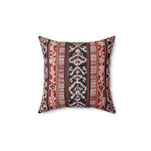 Filipino Tribal Ethnic: Authentic Ikat Design Cushion - 100% Polyester Cover Spun Polyester Square Pillow