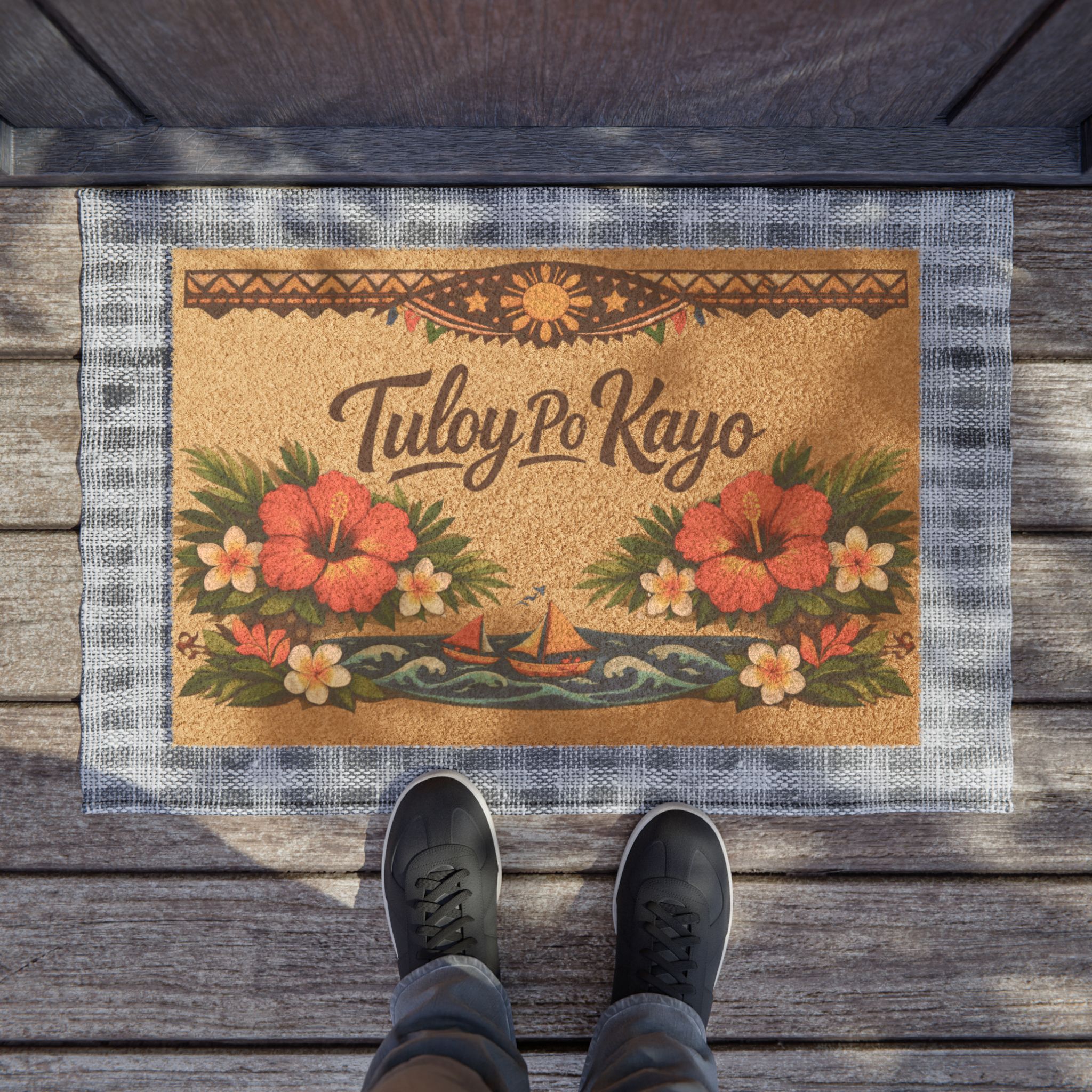 Tuloy Po Kayo” Filipino Welcome Doormat – Tropical Floral Heritage Design | Warm Pinoy Home Entry Mat - Image 3