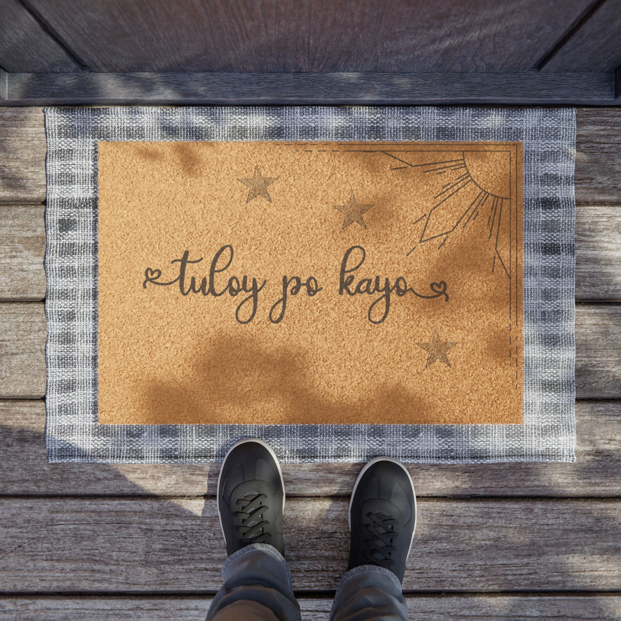 Filipino Doormat: "Tuloy Po Kayo" with Sun and Star Design Coconut Coir Welcome Rugh Patriotic Philippines - Image 3